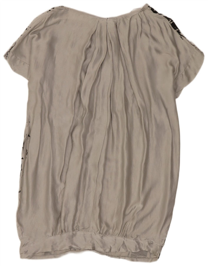Rochie Bubble supradimensionată pentru femei Zara, cu model abstract, UK 14, mătase, gri mediu