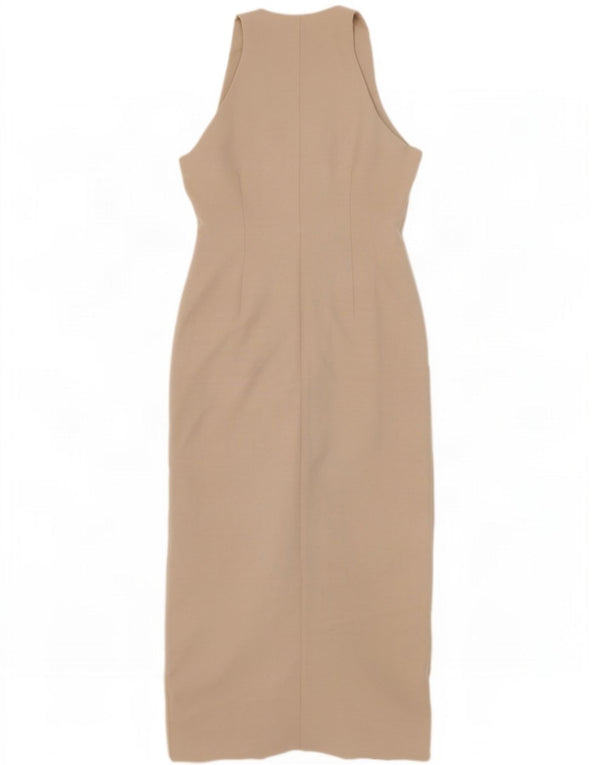 Michelle Keegan Damen Ärmelloses Maxikleid UK 12 Medium Beige Polyester