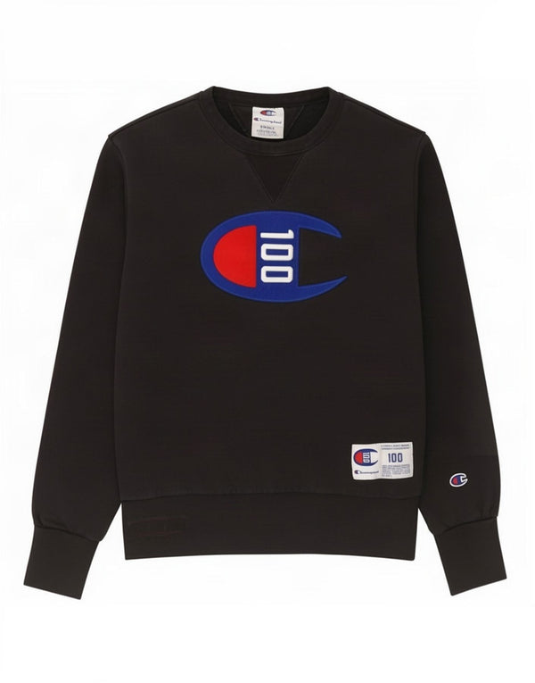 Champion Womens Graphic Oversized Sweatshirt Pullover UK 10 Small Schwarz