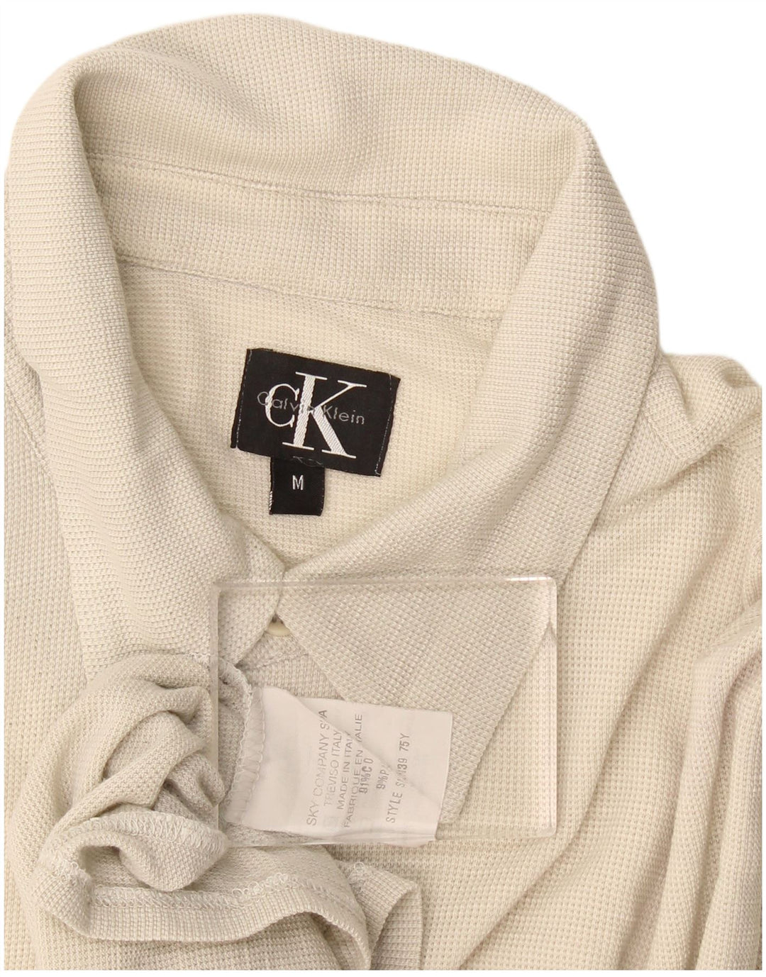 Calvin Klein Mens Short Sleeve Shirt Medium Beige Cotton