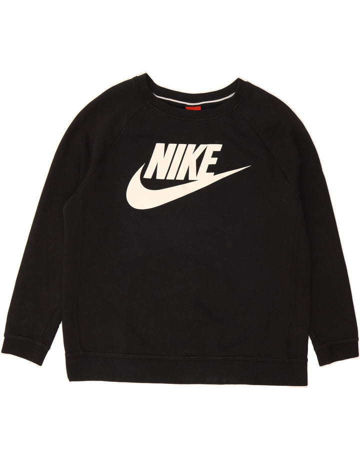 NIKE Womens Oversized Graphic Sweatshirt Jumper UK 14 Medium Black Cotton Vintage Nike and Second-Hand Nike from Messina Hembry 