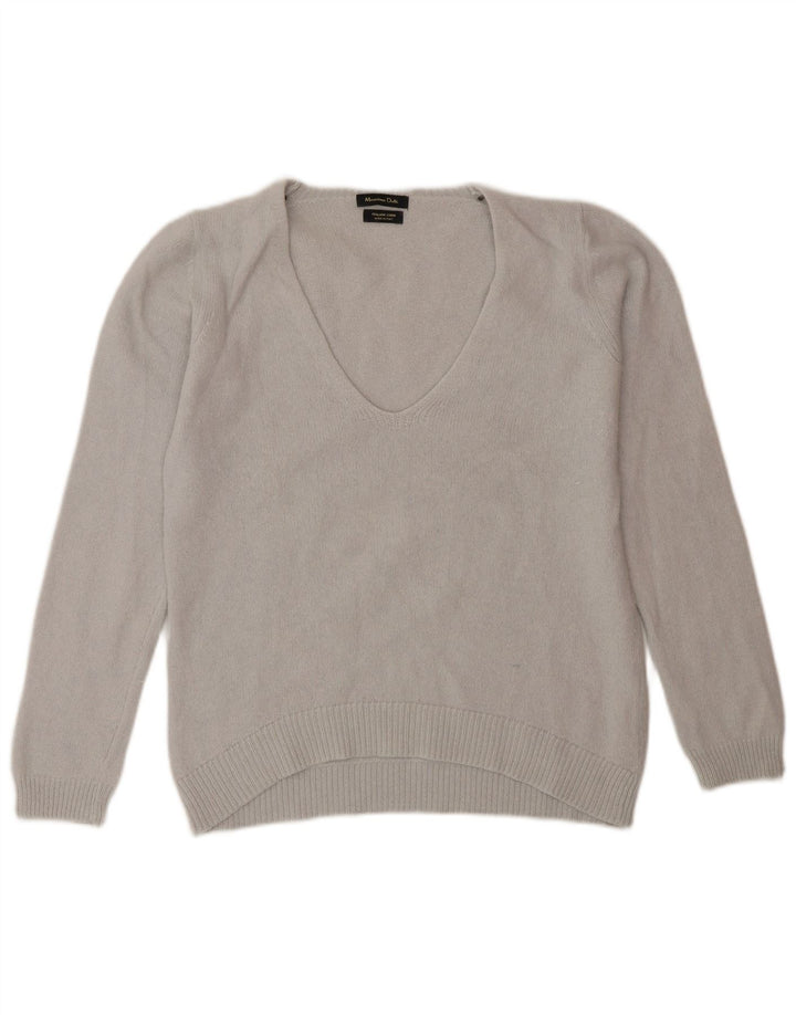 Maglione maglione con scollo a V da donna Massimo Dutti UK 12 Grigio medio