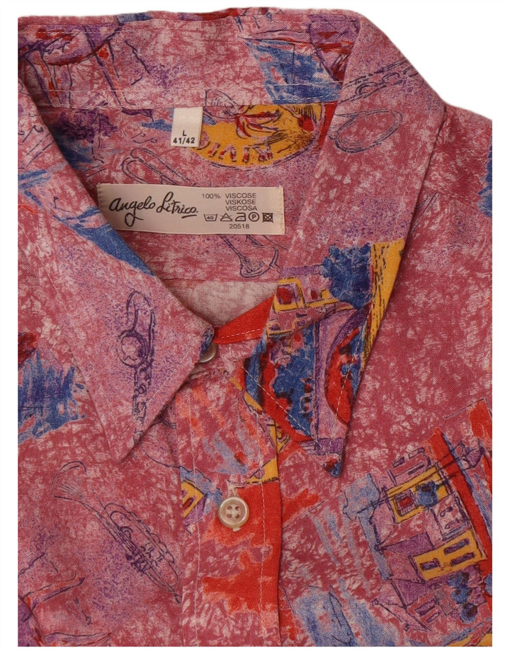 Angelo Litrico Mens Graphic Shirt Size 41/42 Large Multicoloured Viscose