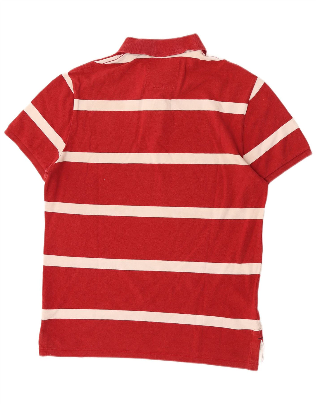 American Eagle Mens Short Sleeve Regular Fit Polo Shirt Large Red Striped