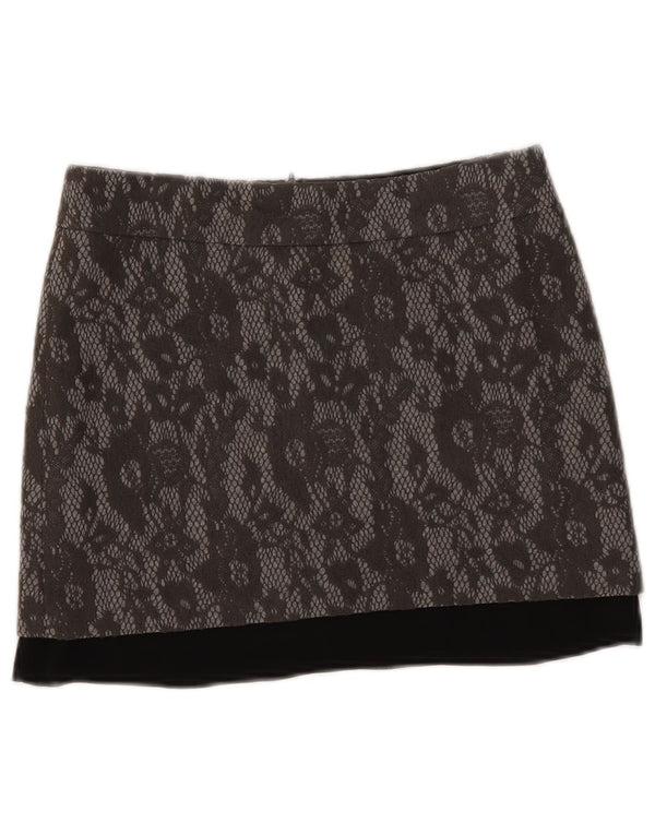 MOTIVI Damen Minirock UK 6 XS W28 Grau geblümtes Polyester