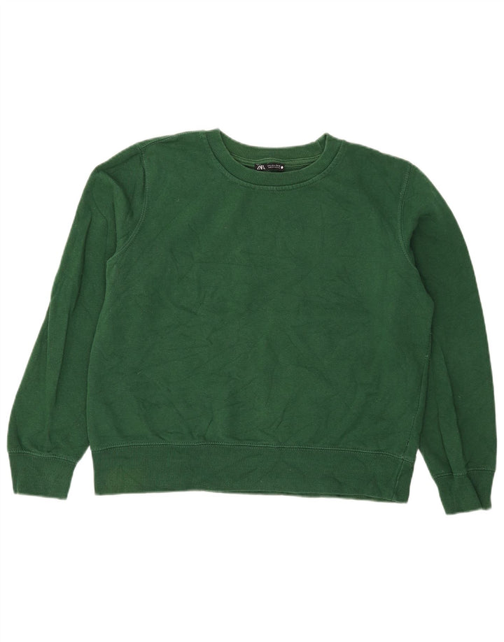 Zara Womens Sweatshirt Jumper UK 16 Large Green Cotton