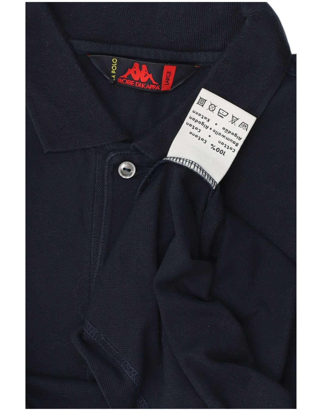 Kappa Mens Polo Shirt Large Navy Blue Cotton