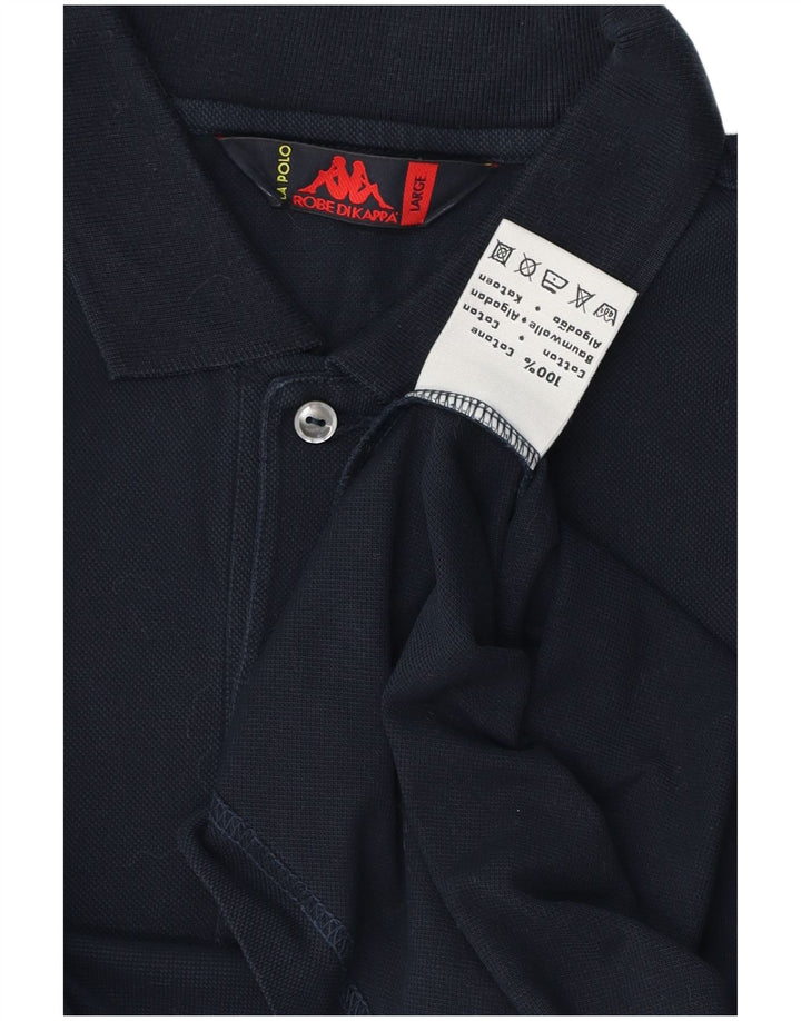 Kappa Mens Polo Shirt Large Navy Blue Cotton