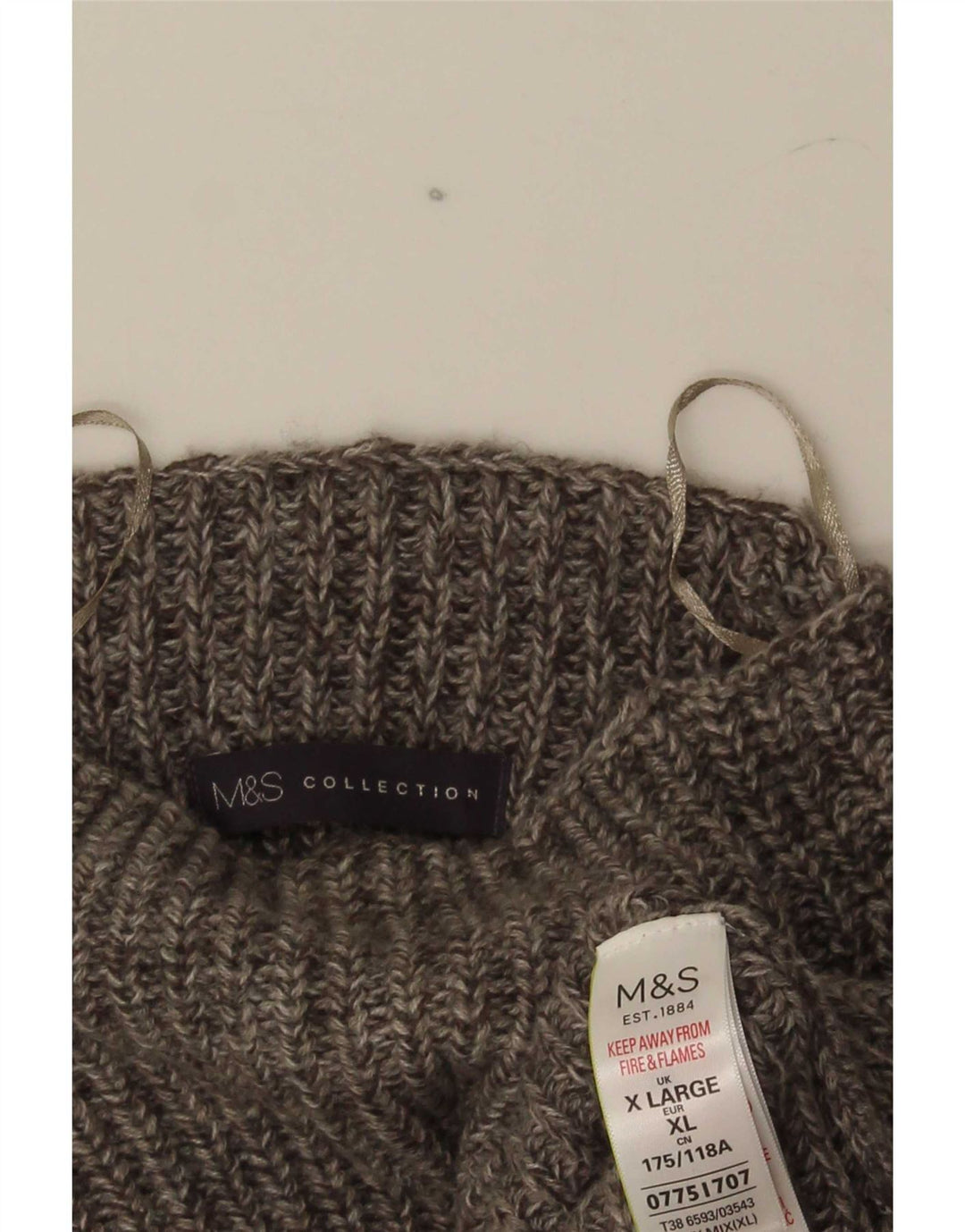 Marks & Spencer Mens Turtle Neck Jumper Sweater XL Grey Flecked Acrylic