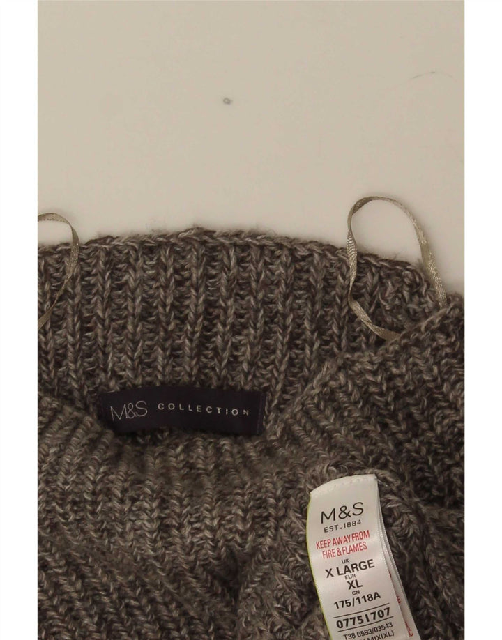 Marks & Spencer Mens Turtle Neck Jumper Sweater XL Grey Flecked Acrylic