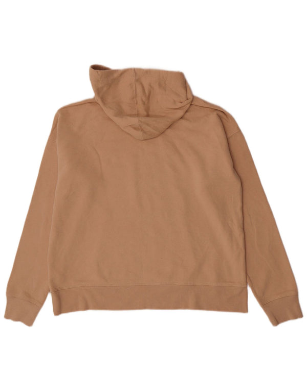 Dkny Womens Graphic Hoodie Jumper UK 14 Medium Beige Cotton