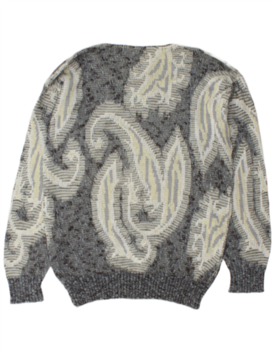 Monello Mens Boat Neck Jumper Sweater Large Grey Paisley Cotton
