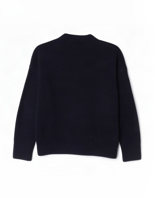 Zara Womens Oversized Crew Neck Jumper Sweater UK 10 Small Navy Blue