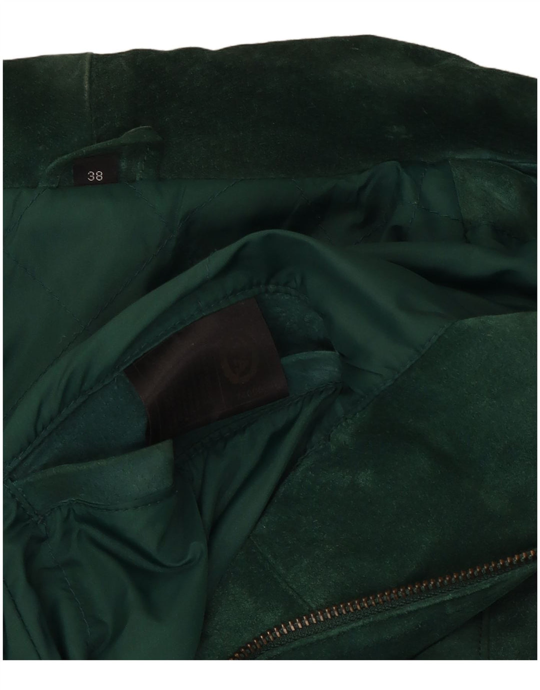C & A Womens Oversized Suede Overcoat EU 38 Medium Green Leather