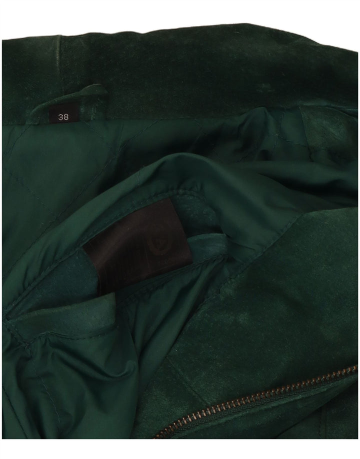 C & A Womens Oversized Suede Overcoat EU 38 Medium Green Leather