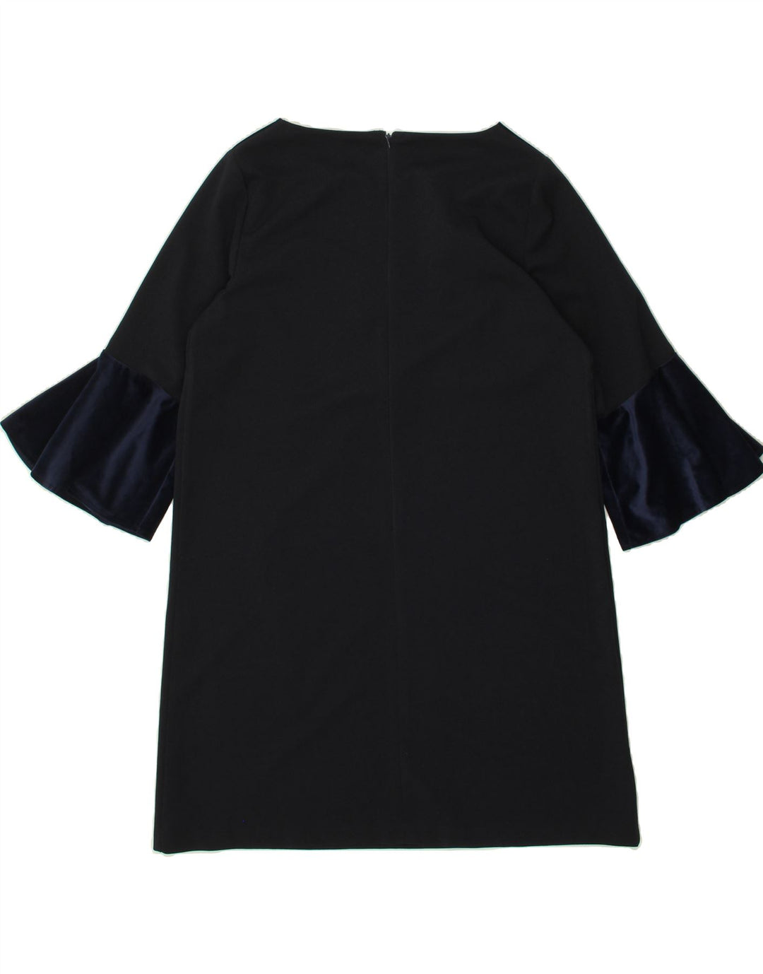 VINTAGE Womens 3/4 Sleeve Basic Dress UK 14 Medium Navy Blue Vintage Vintage and Second-Hand Vintage from Messina Hembry 