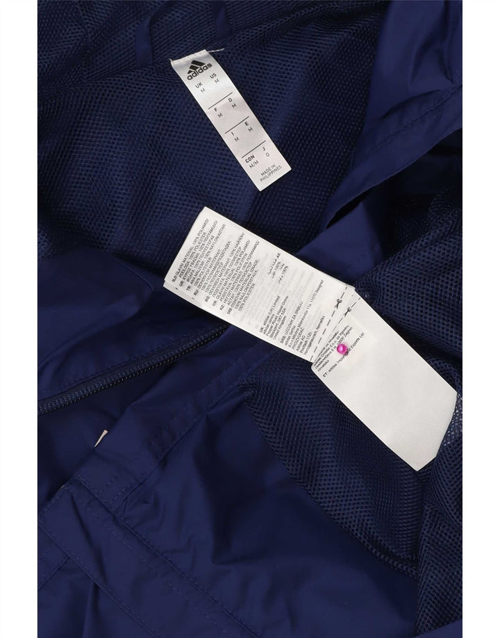Adidas Herre grafisk regnjakke med hætte UK 38 Medium Navy Blue Polyester