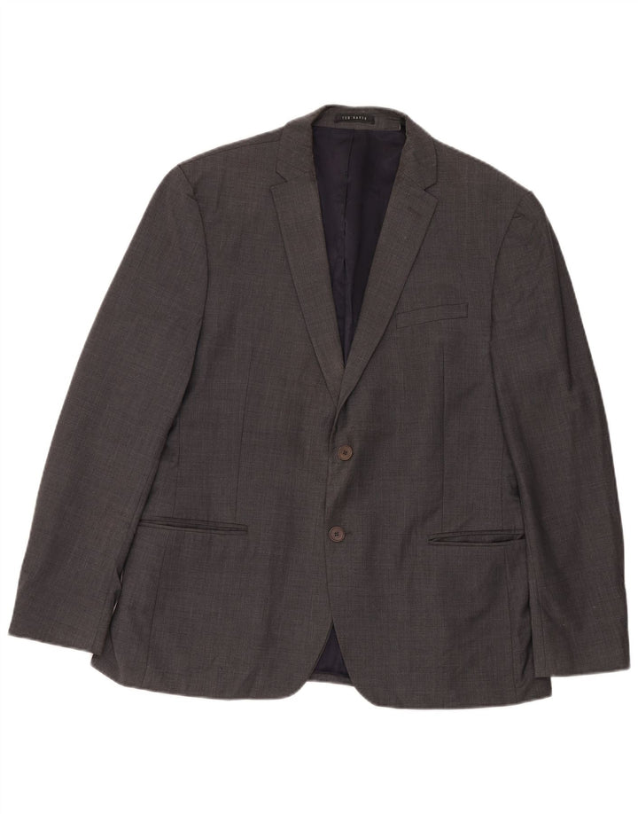 Giacca blazer slim fit da uomo a 2 bottoni Ted Baker UK 44 2XL lana grigia