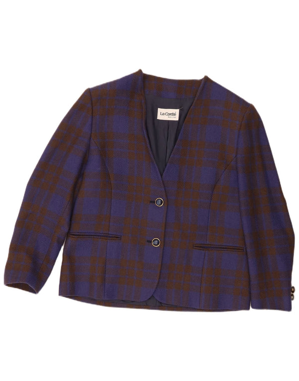 Jachetă pentru femei La Cordee, cu 2 nasturi, cu 2 nasturi, 14, Medium Blue Check