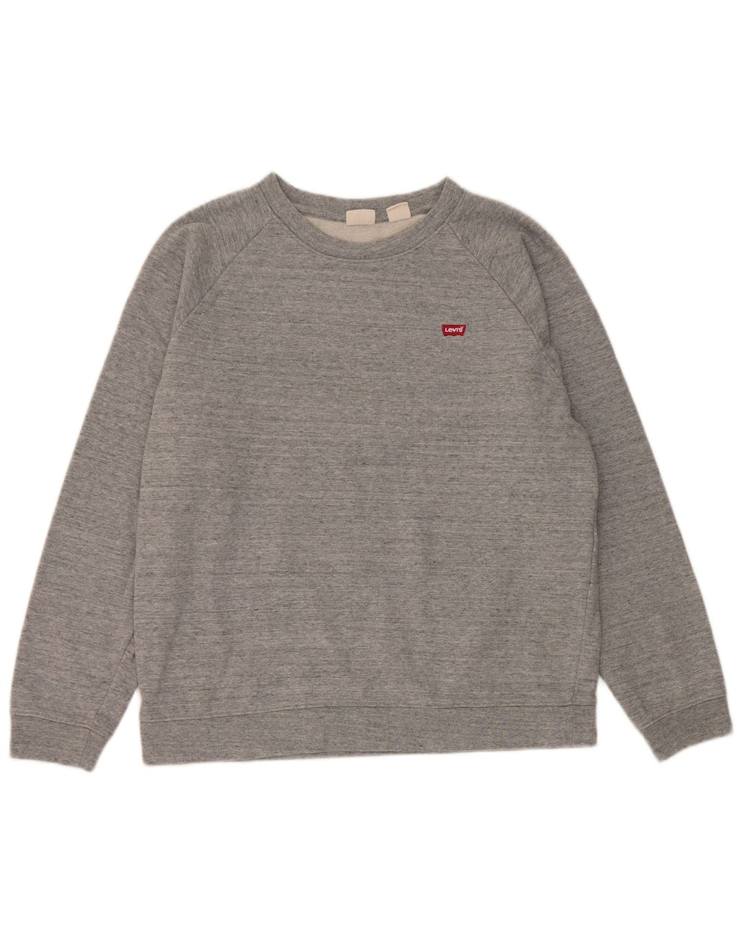 Levi's Damen-Sweatshirt-Pullover UK 14 Mittelgrau gefleckte Baumwolle