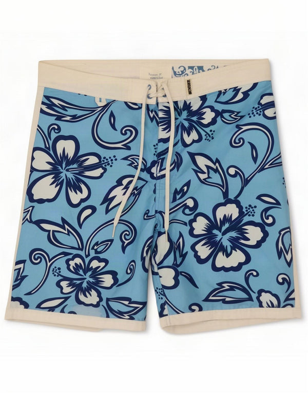 Sundek Mens Swimming Shorts Large W34 Blue Floral Polyester