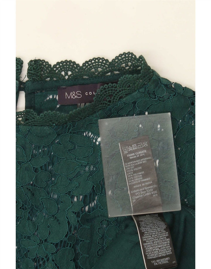 Marks & Spencer Womens Blouse Top UK 22 3XL Green Viscose