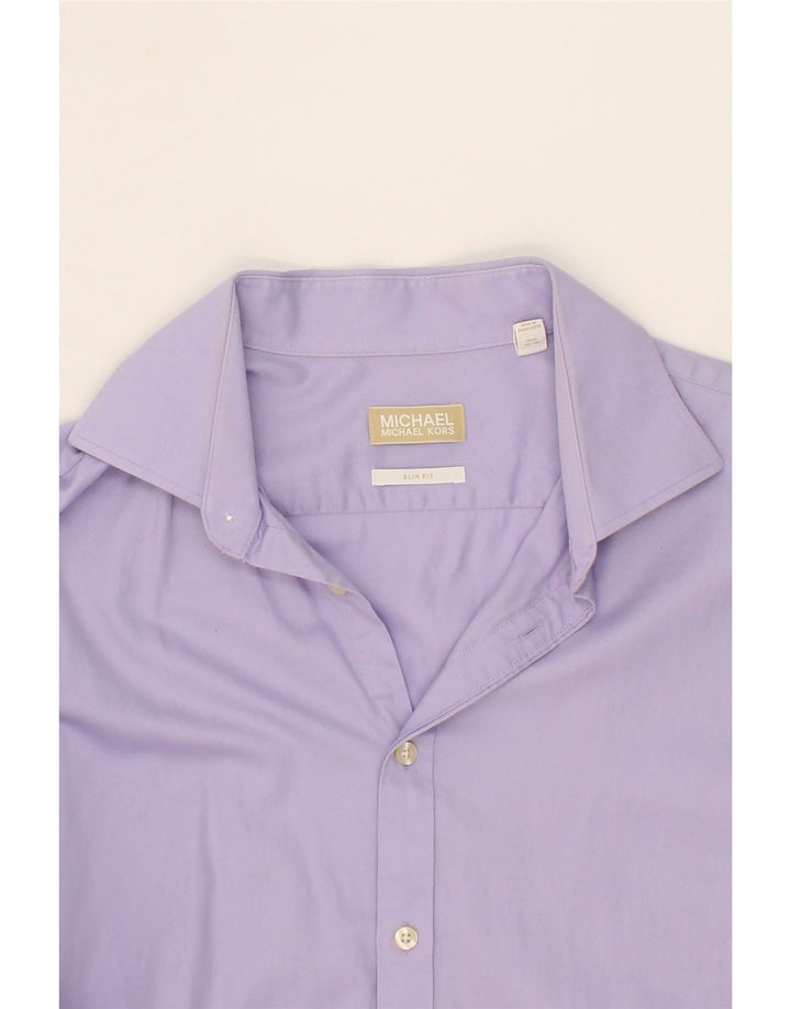MICHAEL KORS Mens Slim Fit Shirt XL Purple Cotton Vintage Michael Kors and Second-Hand Michael Kors from Messina Hembry 