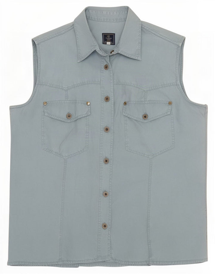 Trussardi Damen Ärmelloses Hemd UK 14 Mittelblau