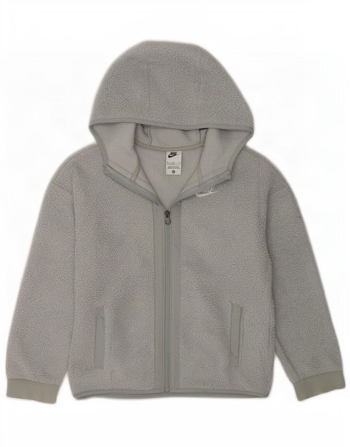 Giacca in pile con cappuccio Nike da ragazzo 11-12 anni in poliestere grigio medio