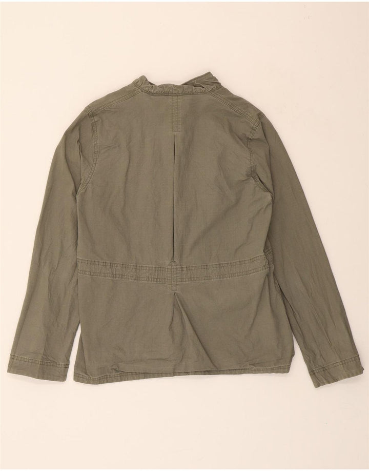 EDDIE BAUER Womens Utility Jacket UK 14 Medium Green Striped Cotton Vintage Eddie Bauer and Second-Hand Eddie Bauer from Messina Hembry 