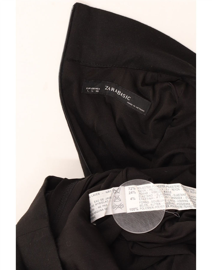 Zara Womens Sleeveless Sheath Dress UK 14 Large Black Polyester