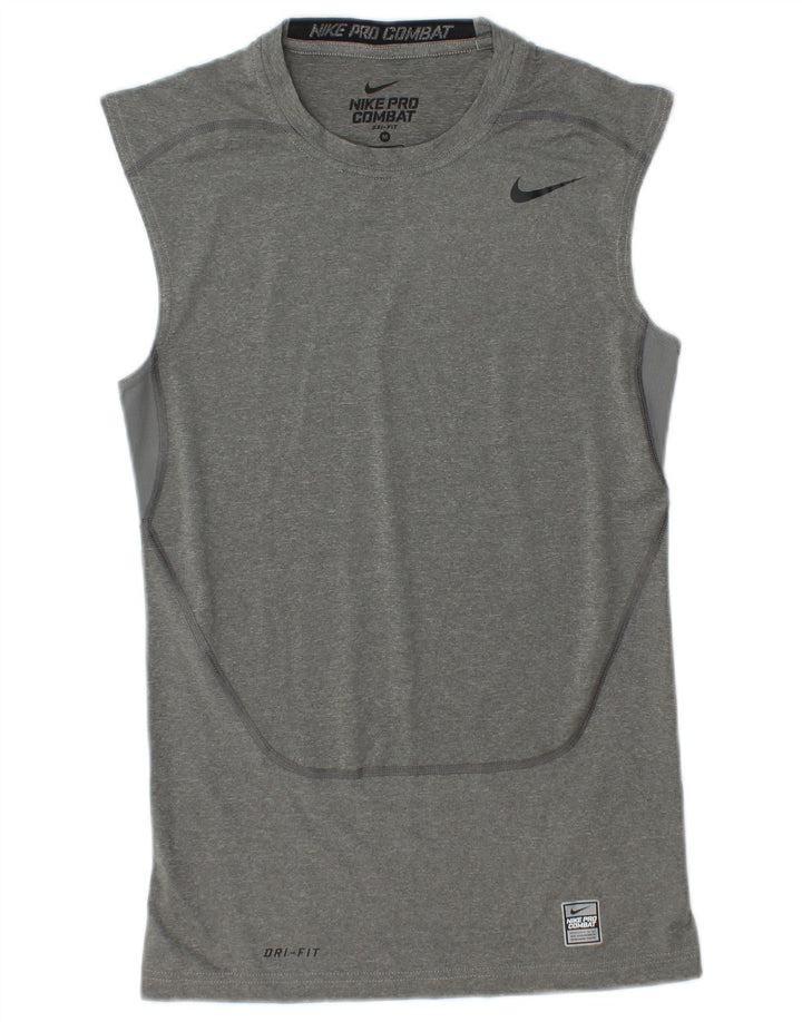 NIKE Womens Dri Fit Vest Top UK 12 Medium Grey Polyester
