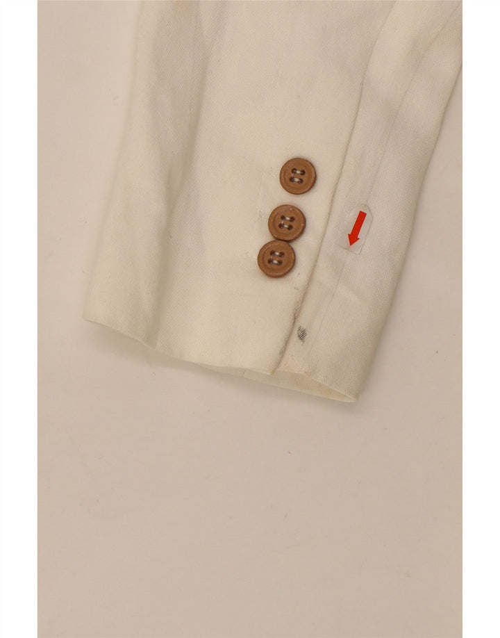 Zara Womens 1 Button Blazer Jacket UK 16 Large White Viscose