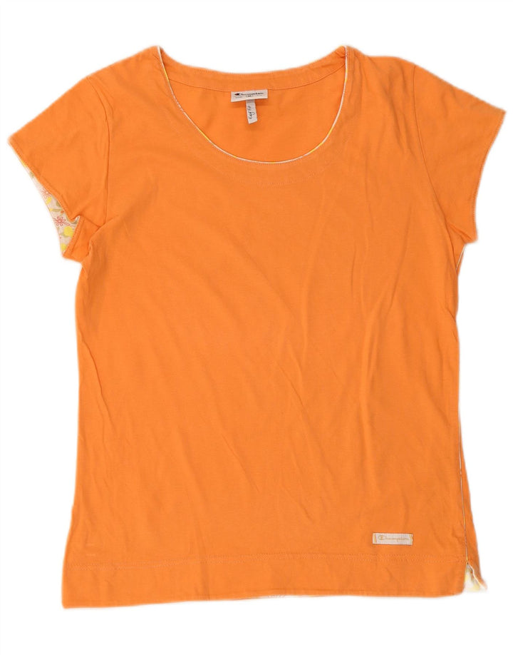 Champion Womens T-Shirt Top UK 12 Medium Orange Cotton