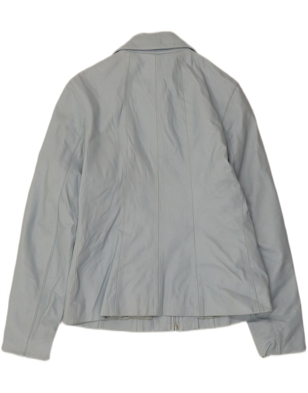 VINTAGE Womens Leather Jacket IT 46 Large Blue Leather