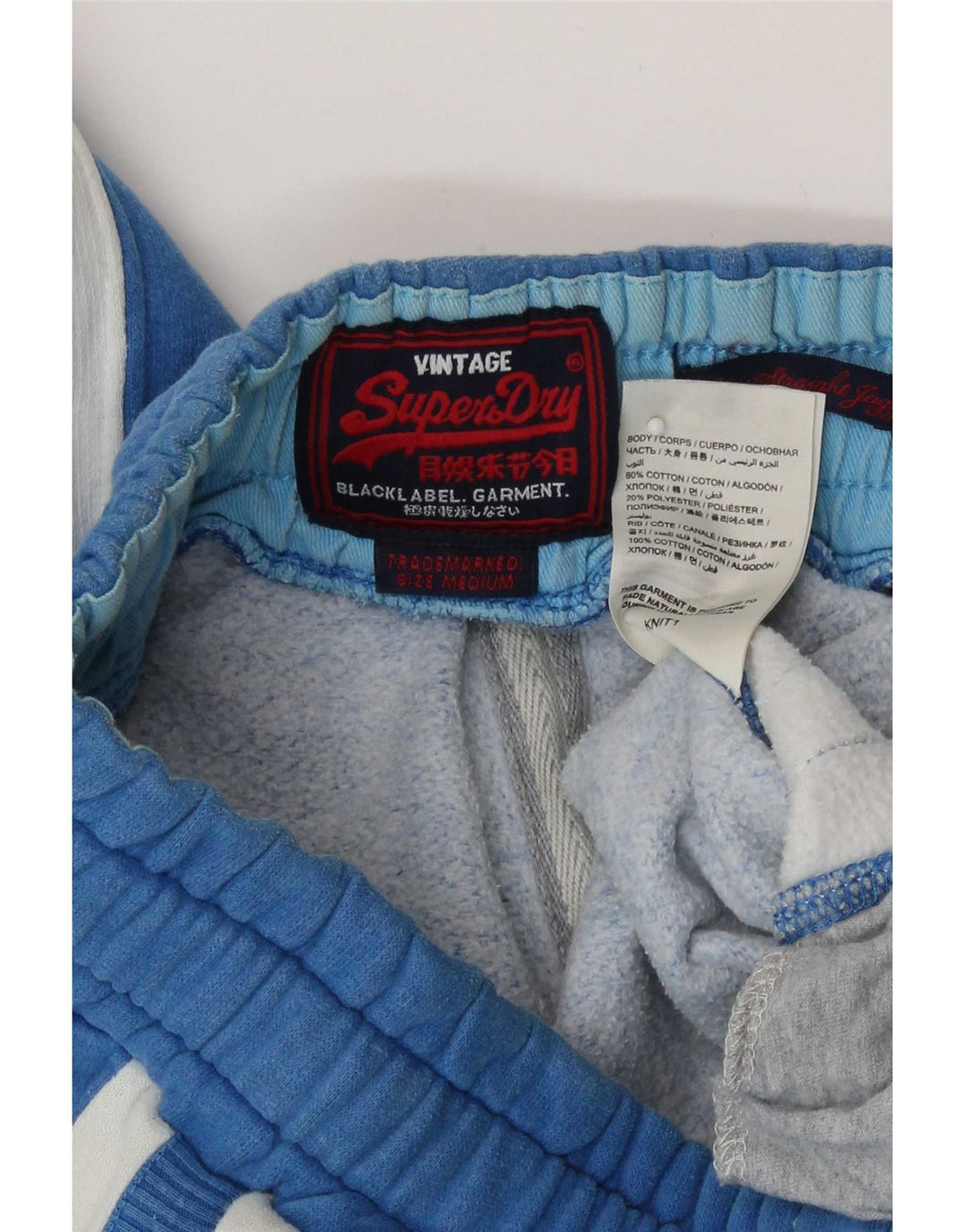 Superdry Mens Tracksuit Trousers Medium Blue Colourblock Cotton