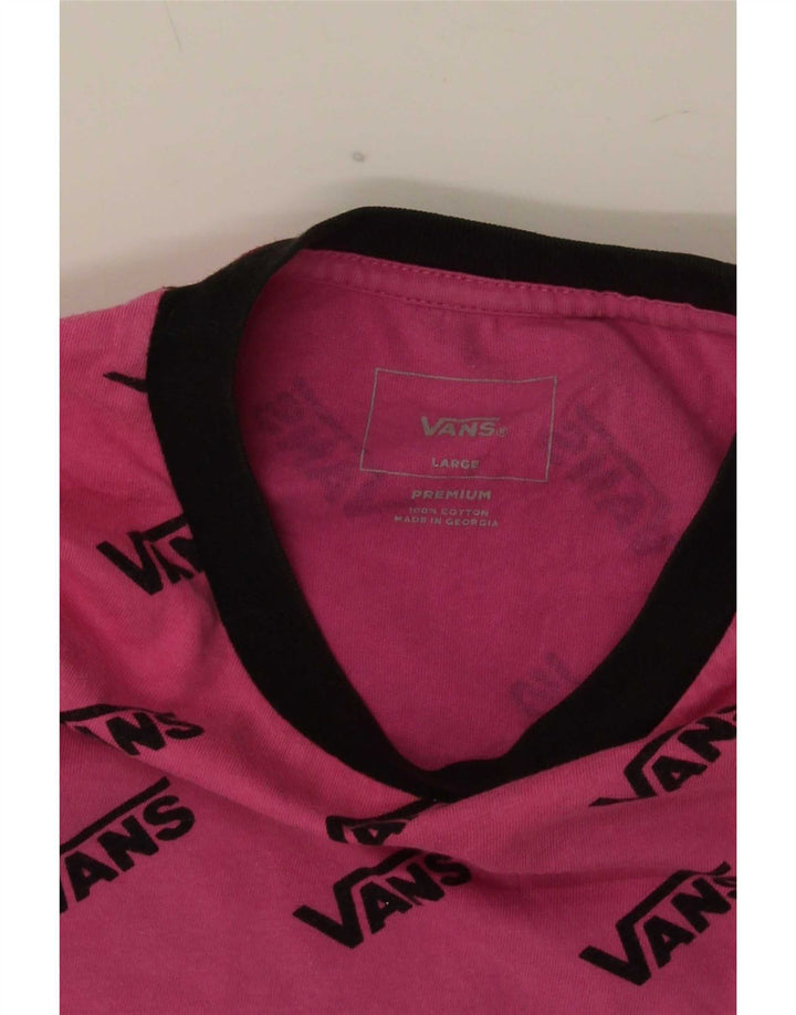 Męski T-shirt Vans z grafiką, duży, różowy, bawełniany