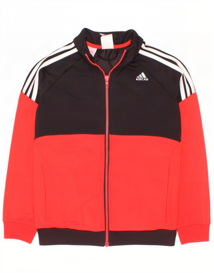 Adidas Boys tréningruha felső kabát 11-12 éves piros Colourblock poliészter