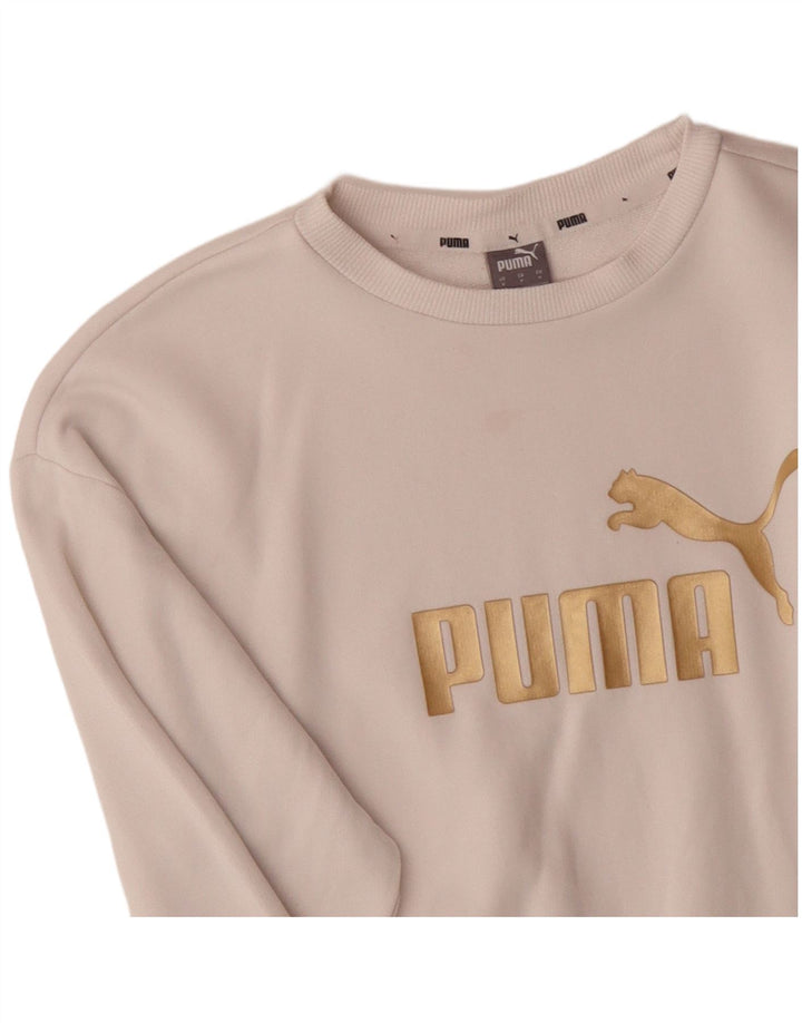 Felpa con grafica PUMA da uomo, piccola, in cotone bianco sporco