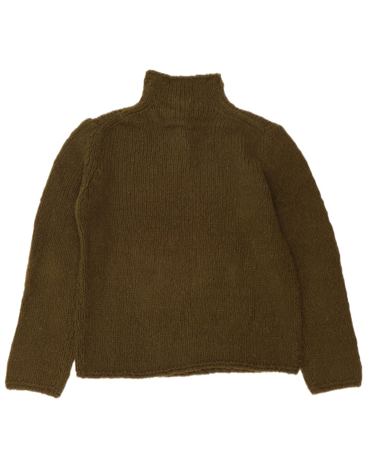 Henry Cottons Womens Button Neck Jumper Sweater IT 46 Large Khaki Wool