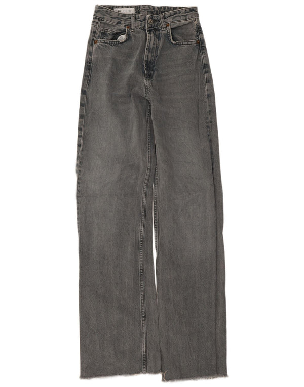 Zara Vaqueros de pierna ancha y cintura alta para mujer EU 34 2XS W24 L32 Gris