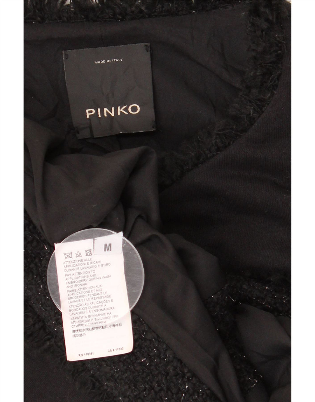 Pinko Damen-Blazerjacke mit 3 Knöpfen, UK 12, mittelschwarz, Baumwolle