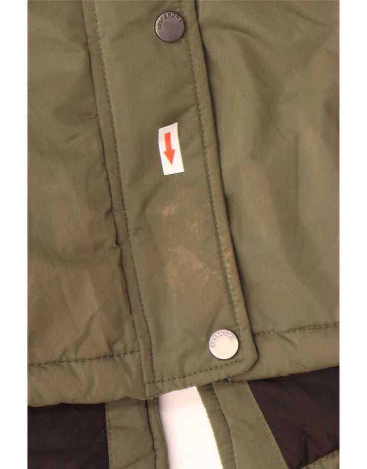 Superdry Womens Hooded Parka Jacket UK 8 Small Khaki Polyester