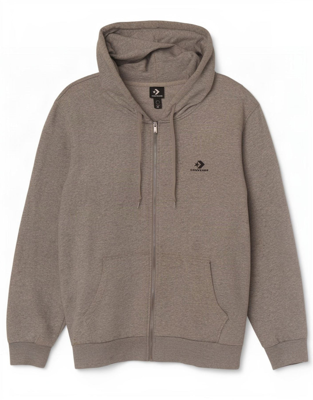 Converse Męski sweter z kapturem i zamkiem błyskawicznym, duży, szary, bawełniany
