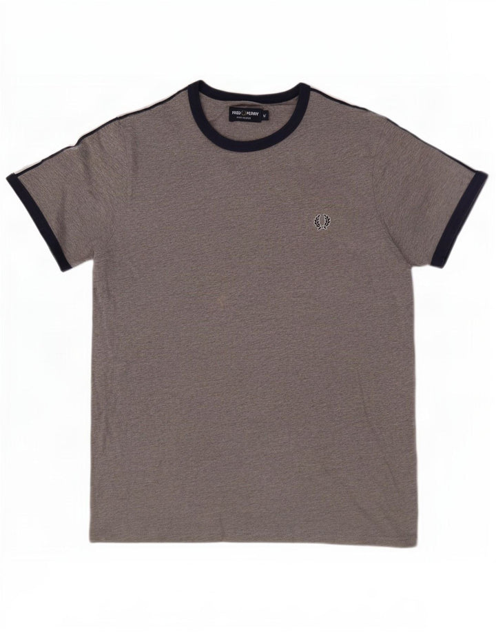 Fred Perry Mens Graphic T-Shirt Top Medium Grey Flecked Cotton