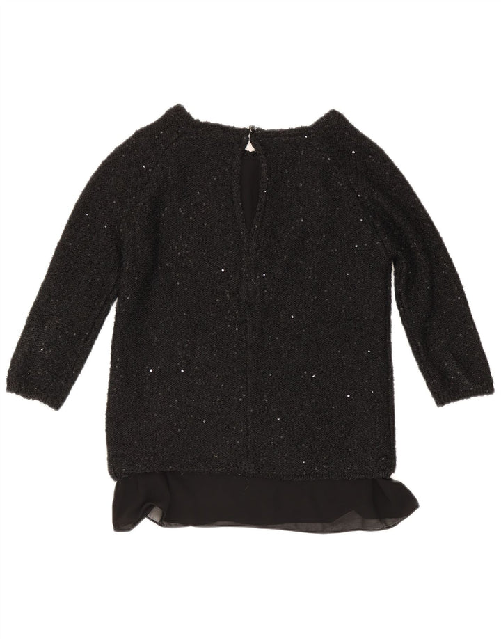 Top Zara Donna Manica 3/4 UK 12 Medio Nero