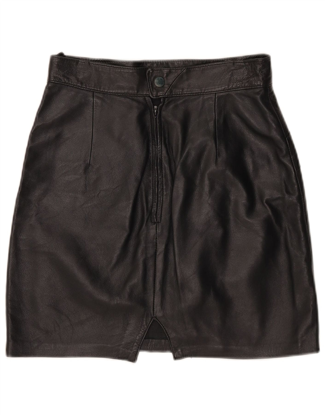 Vintage Womens Mini Leather Skirt W25 XS Black