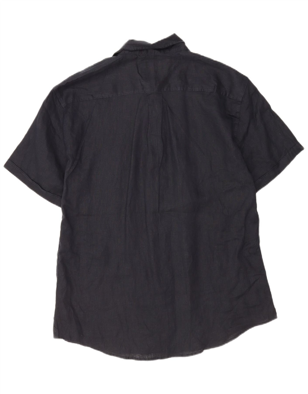Coast Mens Short Sleeve Shirt 2XL Navy Blue Linen