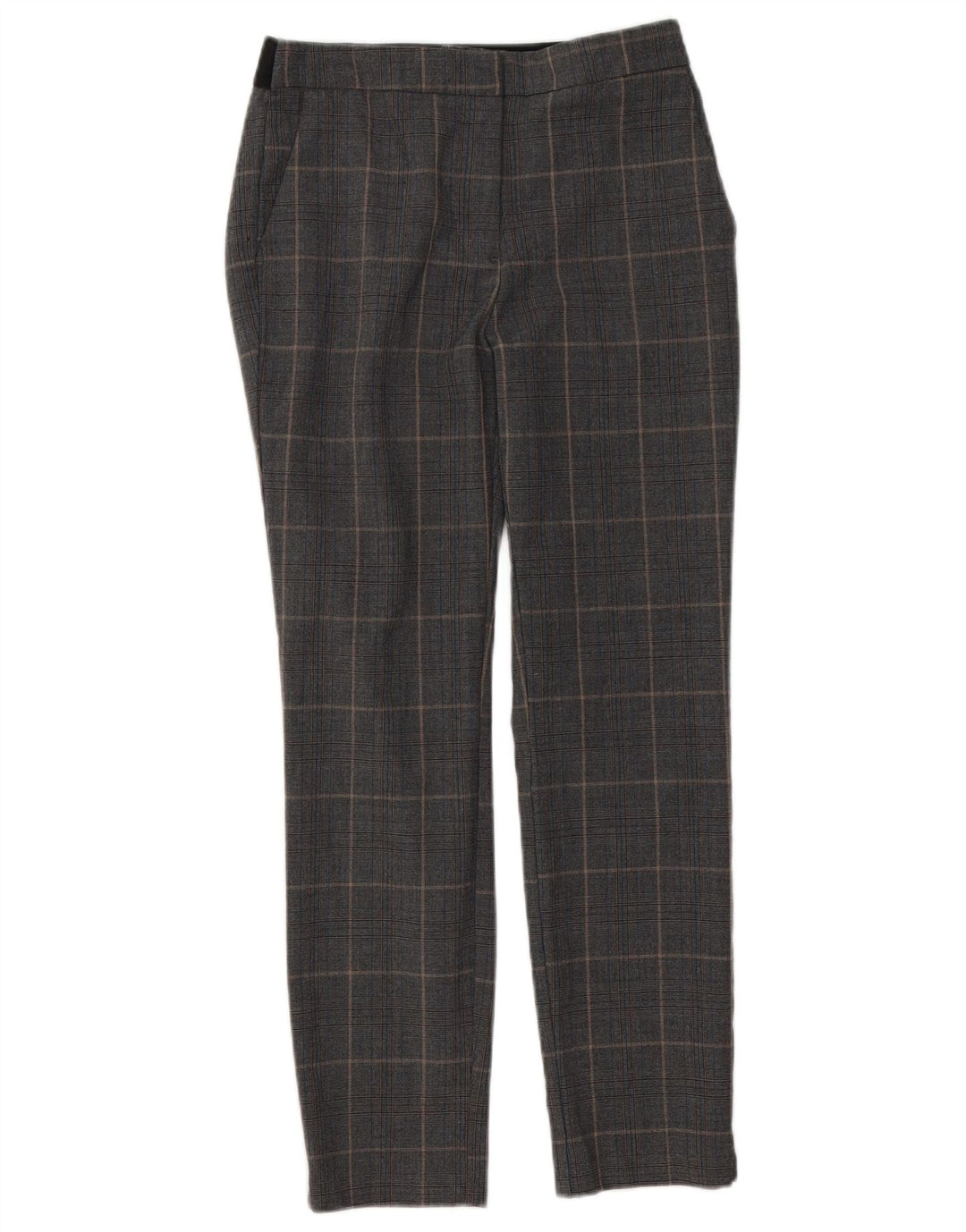 Zara Slim Chino-Hose für Damen, mittelgroß, W28, L26, grau kariertes Polyester