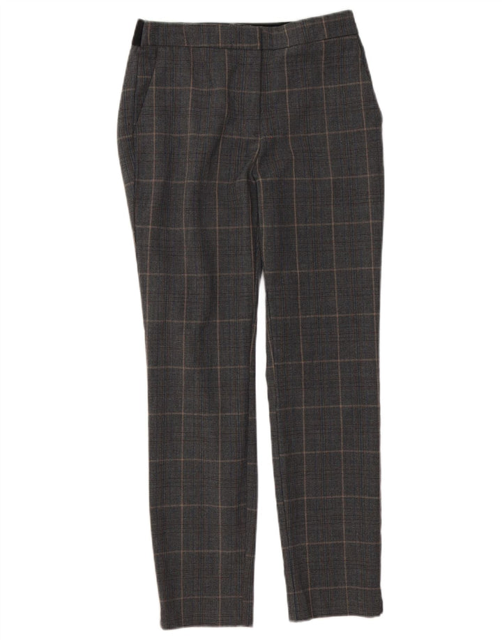 Zara Slim Chino-Hose für Damen, mittelgroß, W28, L26, grau kariertes Polyester